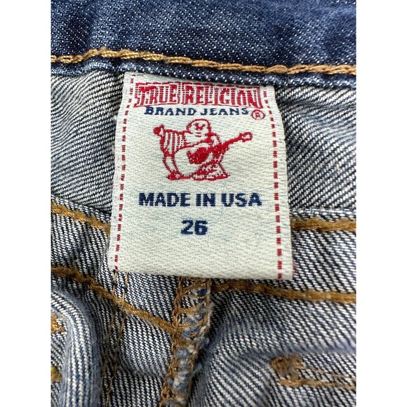 TRUE RELIGION Joey Skirt Mini Denim Embelished Jean Skirt Women’s Size 26 - Picture 5 of 8